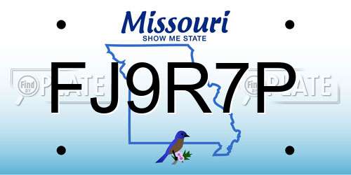 FJ9R7P Missouri License Plate