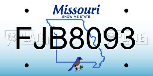 FJB8093 Missouri License Plate