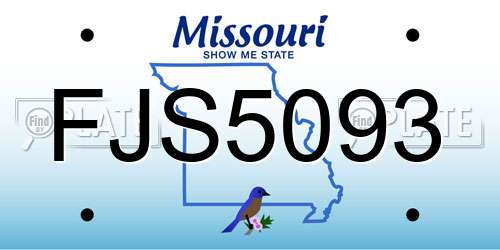 FJS5093 Missouri License Plate