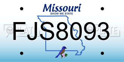 FJS8093 Missouri License Plate