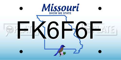 FK6F6F Missouri License Plate