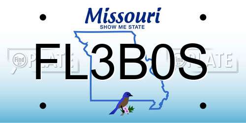 FL3B0S Missouri License Plate