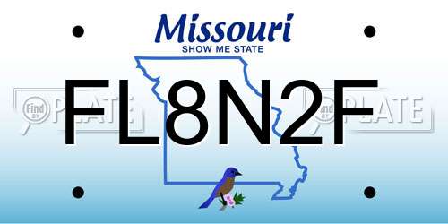 FL8N2F Missouri License Plate