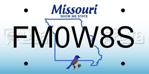 FM0W8S Missouri License Plate