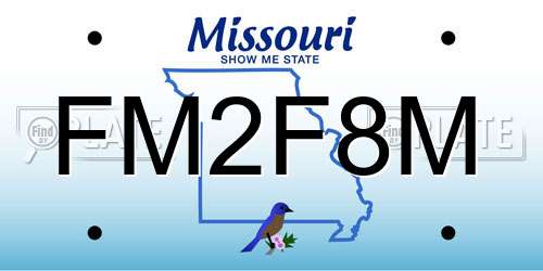 FM2F8M Missouri License Plate