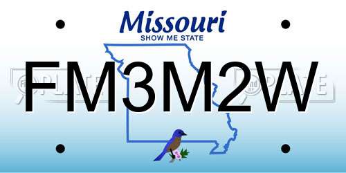 FM3M2W Missouri License Plate