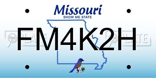 FM4K2H Missouri License Plate