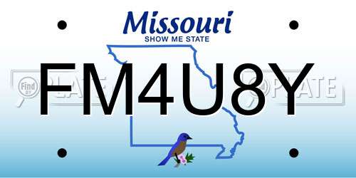 FM4U8Y Missouri License Plate