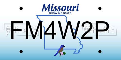 FM4W2P Missouri License Plate