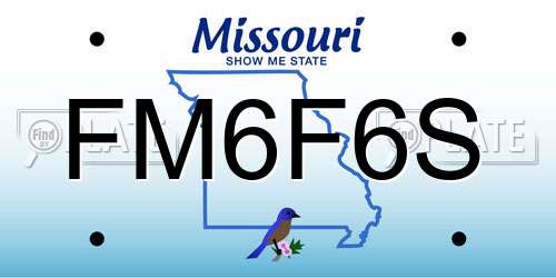 FM6F6S Missouri License Plate