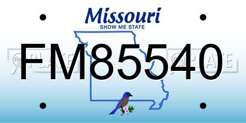 FM85540 Missouri License Plate