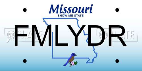 FMLYDR Missouri License Plate