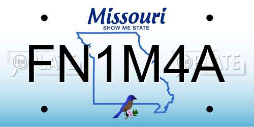 FN1M4A Missouri License Plate