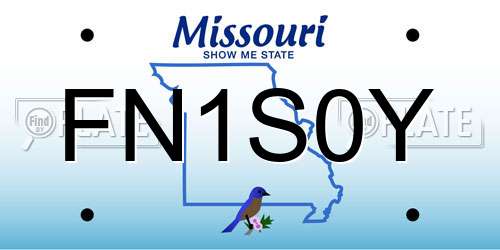 FN1S0Y Missouri License Plate