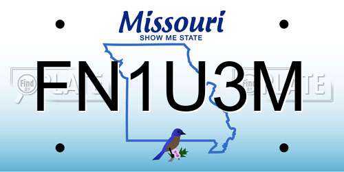 FN1U3M Missouri License Plate