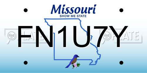 FN1U7Y Missouri License Plate