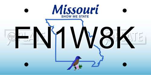 FN1W8K Missouri License Plate
