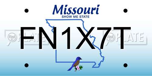 FN1X7T Missouri License Plate