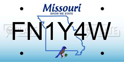 FN1Y4W Missouri License Plate