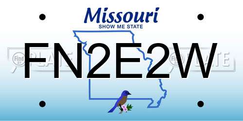 FN2E2W Missouri License Plate