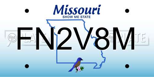 FN2V8M Missouri License Plate