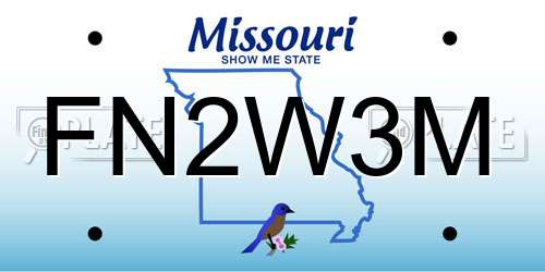 FN2W3M Missouri License Plate