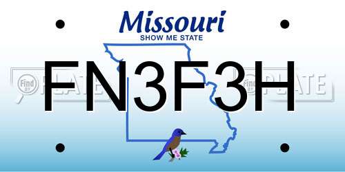 FN3F3H Missouri License Plate