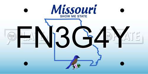 FN3G4Y Missouri License Plate