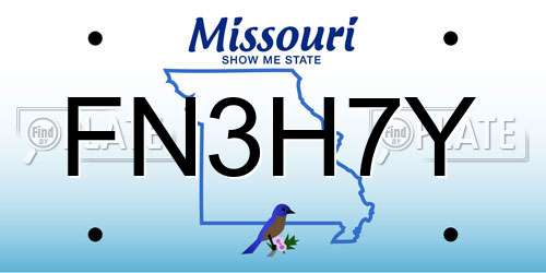 FN3H7Y Missouri License Plate