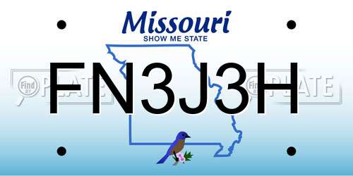FN3J3H Missouri License Plate