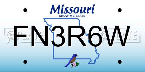 FN3R6W Missouri License Plate