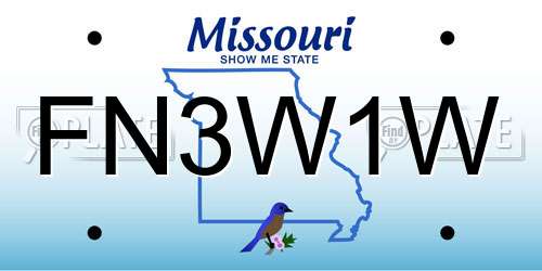 FN3W1W Missouri License Plate