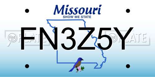 FN3Z5Y Missouri License Plate