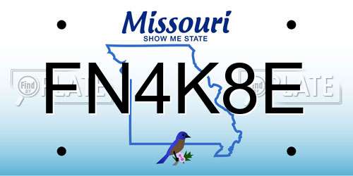 FN4K8E Missouri License Plate