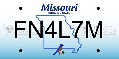 FN4L7M Missouri License Plate