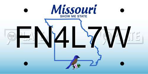 FN4L7W Missouri License Plate