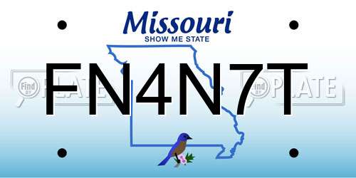 FN4N7T Missouri License Plate
