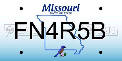 FN4R5B Missouri License Plate