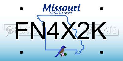 FN4X2K Missouri License Plate