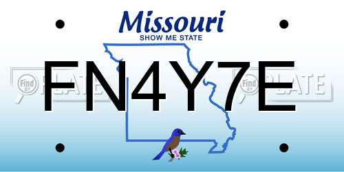 FN4Y7E Missouri License Plate