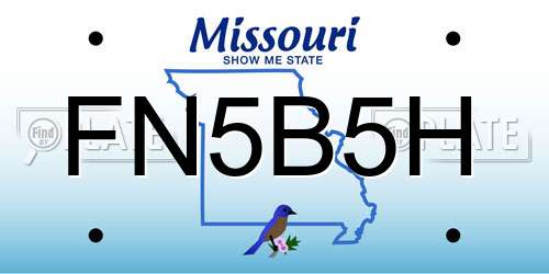 FN5B5H Missouri License Plate