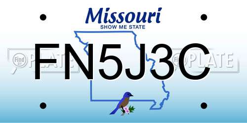 FN5J3C Missouri License Plate