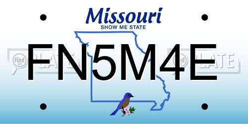 FN5M4E Missouri License Plate