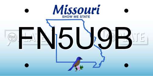 FN5U9B Missouri License Plate