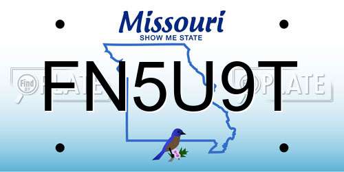 FN5U9T Missouri License Plate