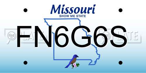 FN6G6S Missouri License Plate