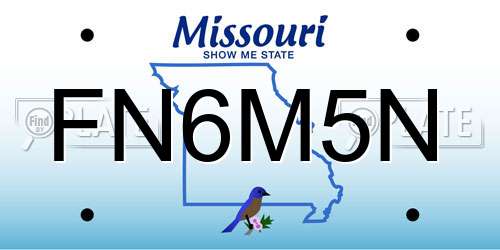 FN6M5N Missouri License Plate
