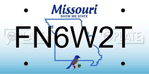 FN6W2T Missouri License Plate