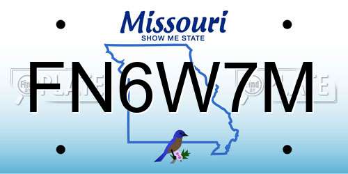 FN6W7M Missouri License Plate