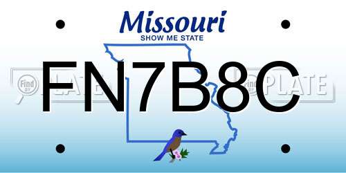 FN7B8C Missouri License Plate